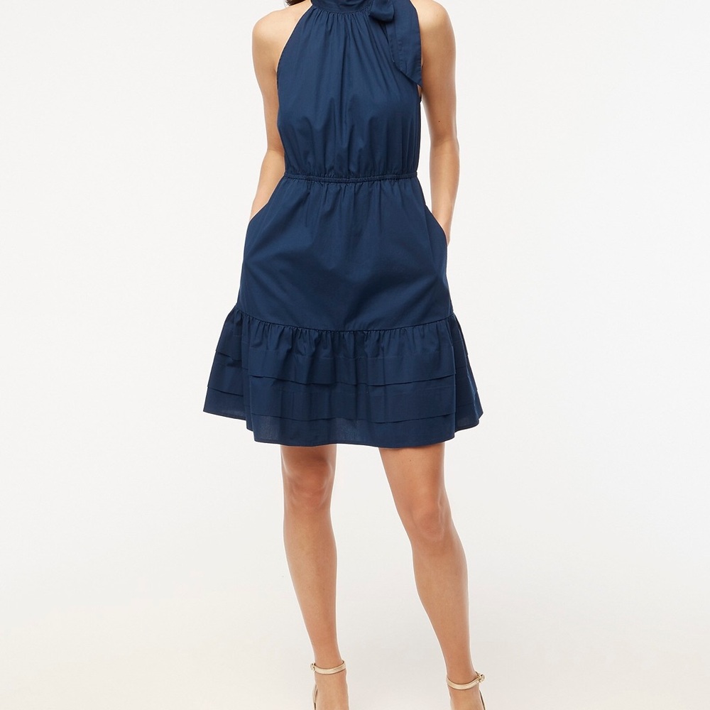 J. Crew Factory Navy Bow Halter Dress